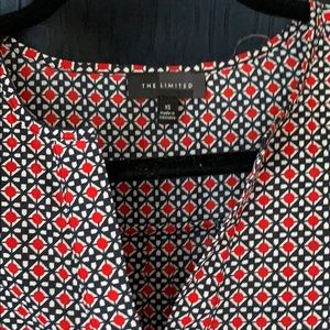 The Limited Tops - Navy and red patterned blouse The Limited Tops - Navy and red patterned blouse